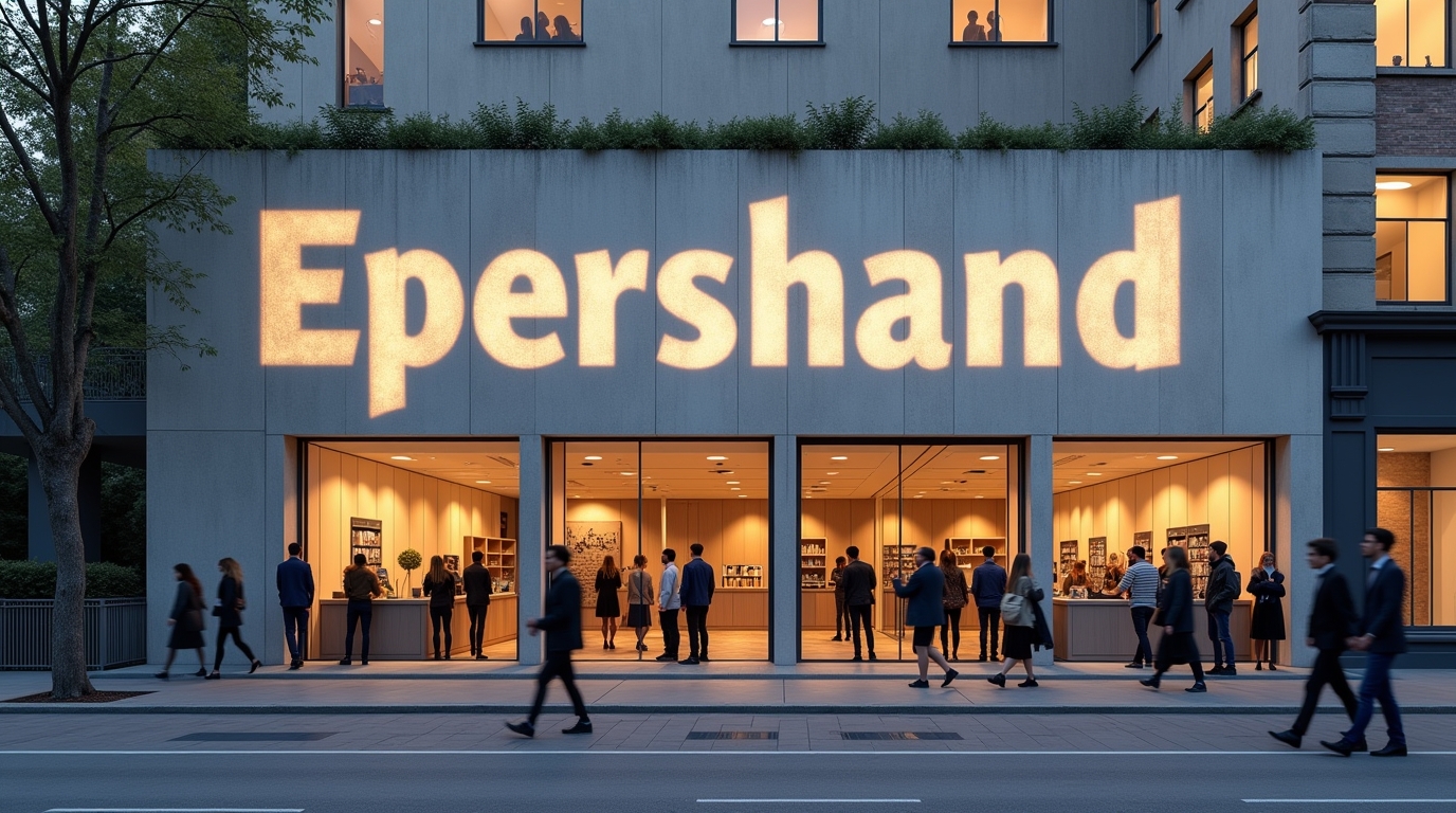 Façade artistique d'Epershand Magazine avec du mouvement urbain.